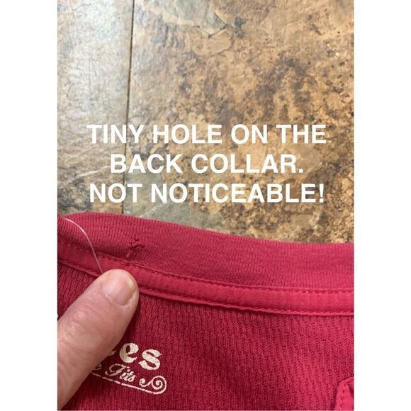 LUCKY BRAND TATTOO peace love PRINT THERMAL WAFFLE WEAVE BOHO SHIRT TOP sz S - Picture 5 of 5